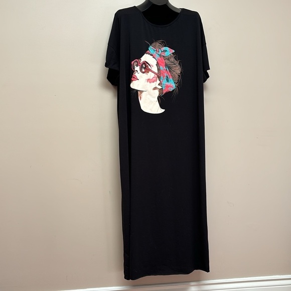 Vintage 80,s 2YK Figure Print style polo  short sleeve Maxi  Dress - Picture 4 of 15
